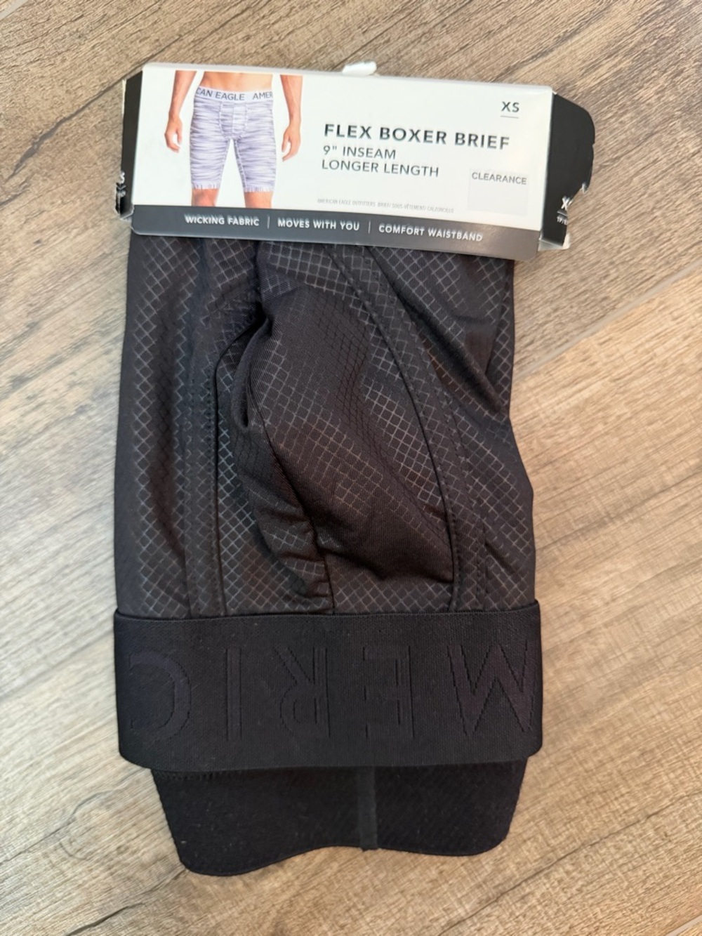 American Eagle Black Flex‎ Boxer Brief Mens XS 9” Inseam Longer Length Wicking